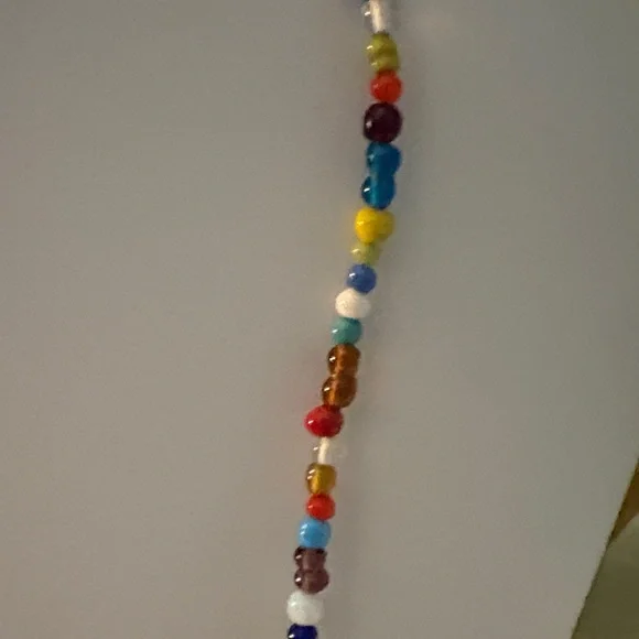 Multicolor Beaded Cross Pendant Necklace - Vibrant Bead Strand - Picture 4 of 4